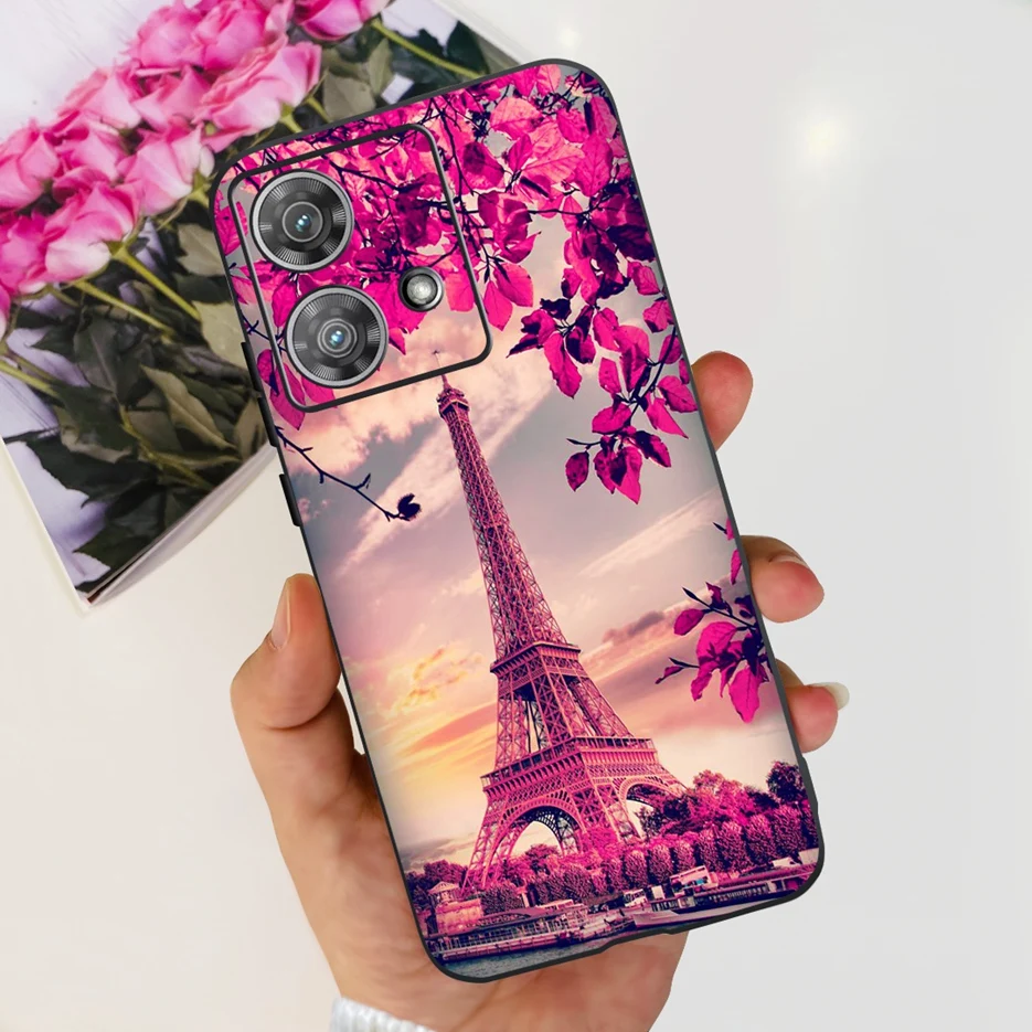 Cute Cat & Butterfly Soft Silicone Phone Case for Motorola Edge 40 Neo - Stylish Protective Back Cover