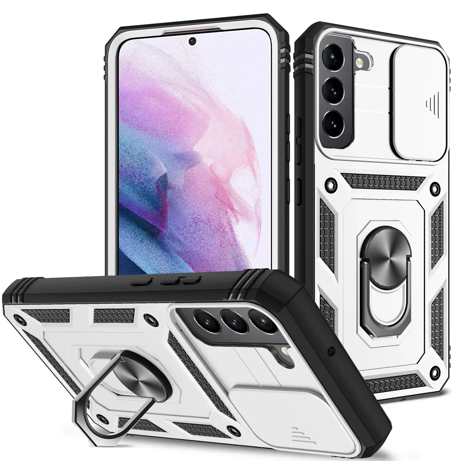 Heavy Duty Shockproof Case with 360° Rotating Kickstand and Camera Protection