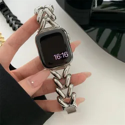 Chic Love Heart Metal Strap Bracelet - 42mm 44mm 45mm 49mm (Silver)