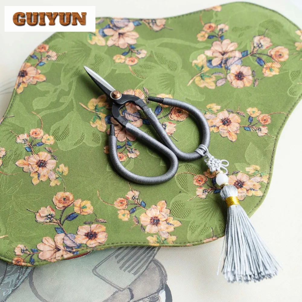 Handmade Iron Art Small Tea Scissors Exquisite Tea Packing Bag Knife Flower Tassels Chinese Kung Fu Set Ceremony Accessories