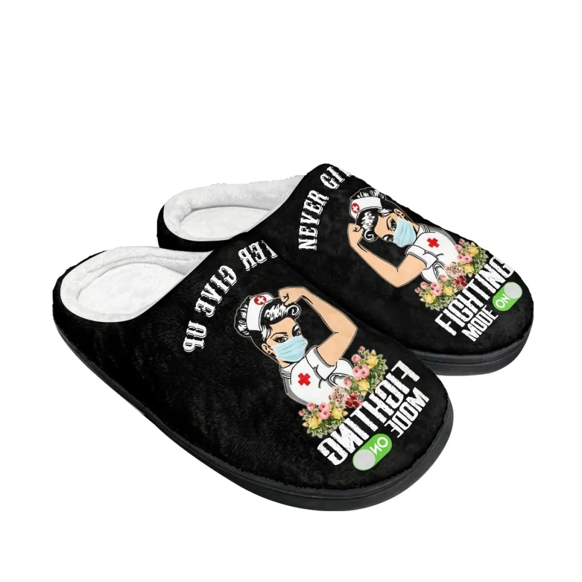 Hospital Medical Equipment Nurse Pattern Cotton Slipper Unisex Wear-Resistant Fashion Non-Slip Indoor Keep Warm Plush Slippers