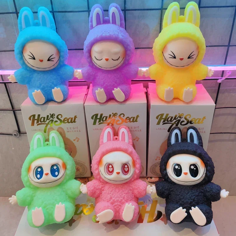 Blind Box Labubu Monster Seat Series Night Light Version Plant Velvet Model Toy Cute Monster Key Chain Toy Gift 3