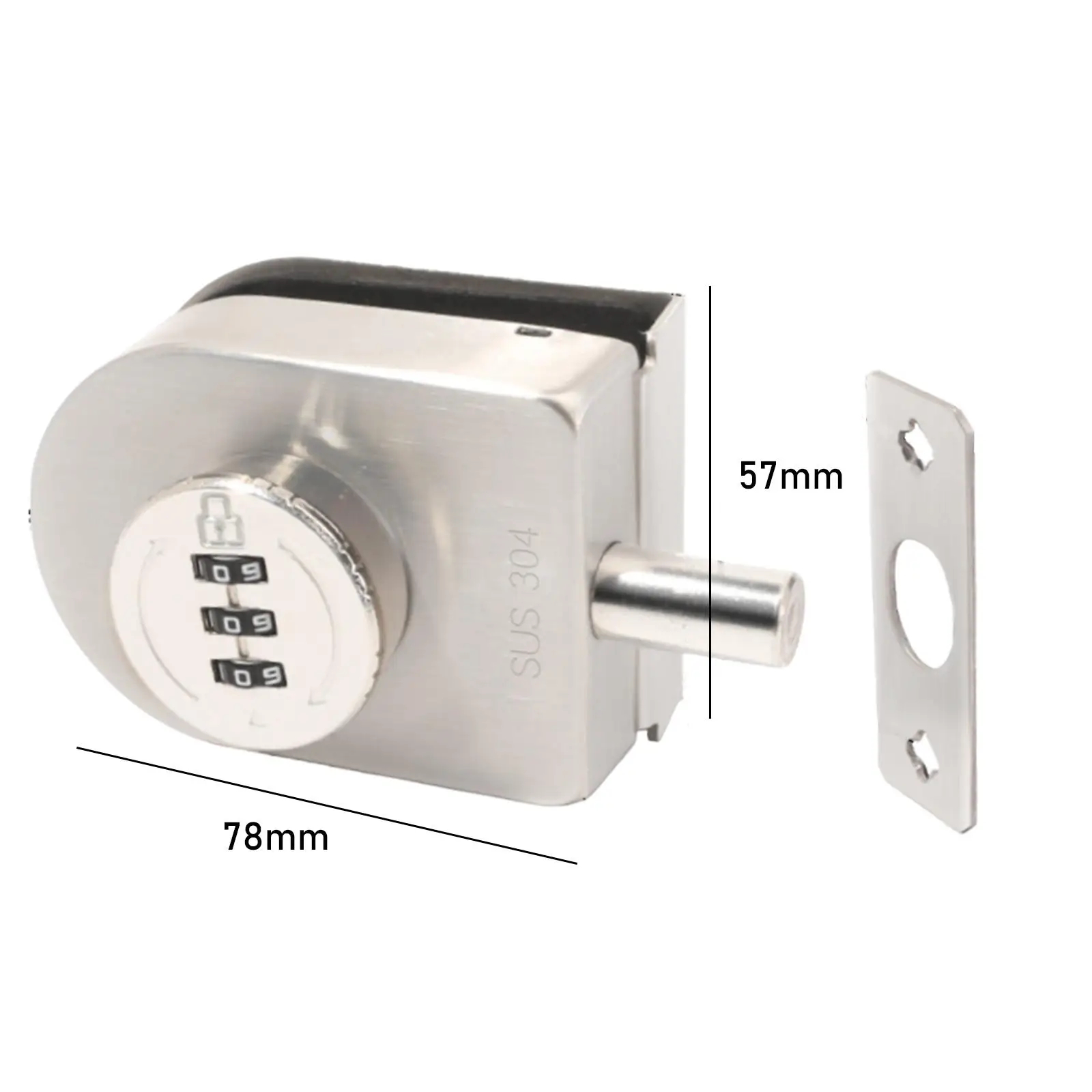 Frameless Glass Door Lock Gate Latch Fits 10-12mm Thickness Glass Bolt Ground Latch Push Sliding Door Lock for Home Shops