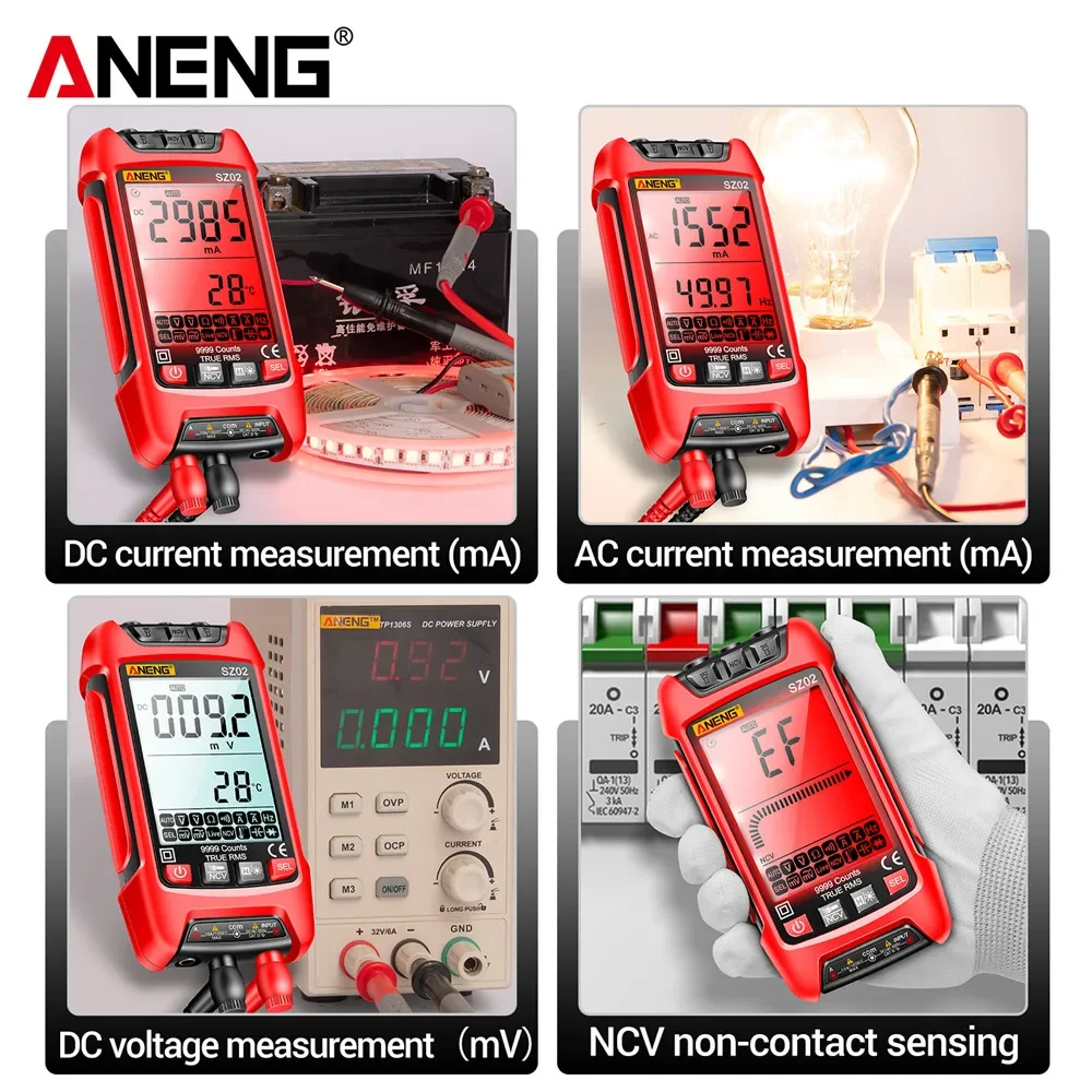 ANENG  Ƽ Ʈ Ʈ ׽, 9999 īƮ, True RMS ڵ  ĿнϽ, 跮 µ , SZ01/02