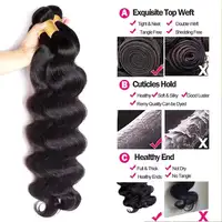 PerisModa – Extensions de cheveux humains 100 % naturels, brésiliens, noirs, ondulés, lots de 3/4, cheveux vierges, bruts 3
