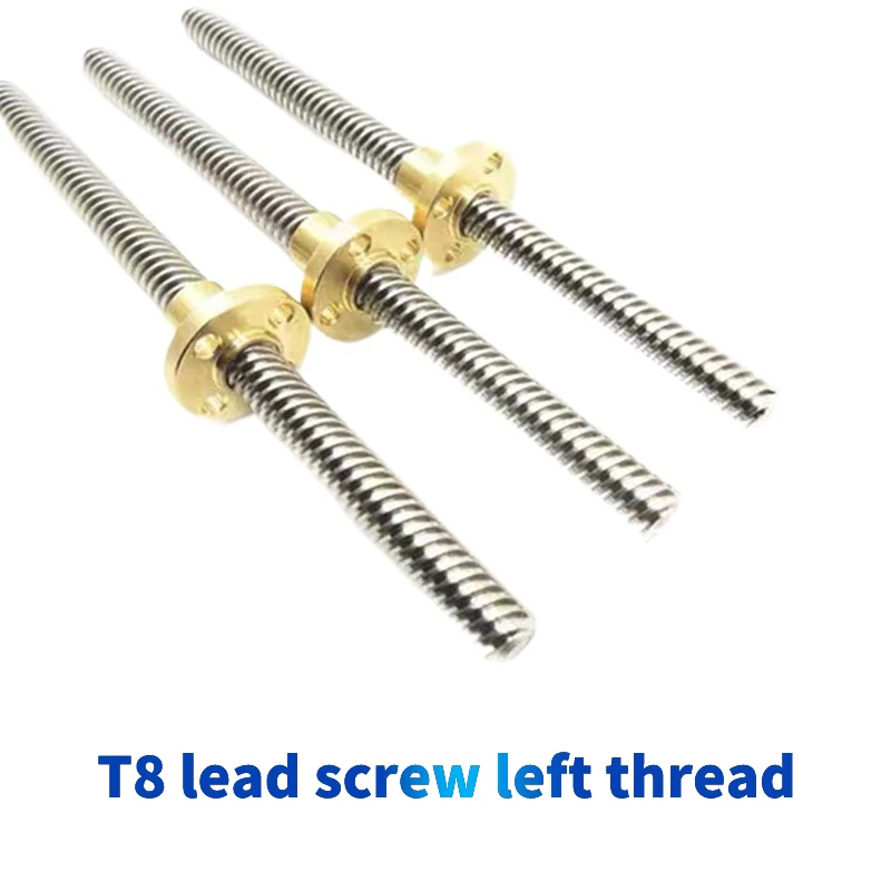 T8 свинцовый винт с левой резьбой lead2/3/8 мм 304 нержавеющая сталь T8 трапециевидный обратный левосторонний винт и обратная Медная гайка