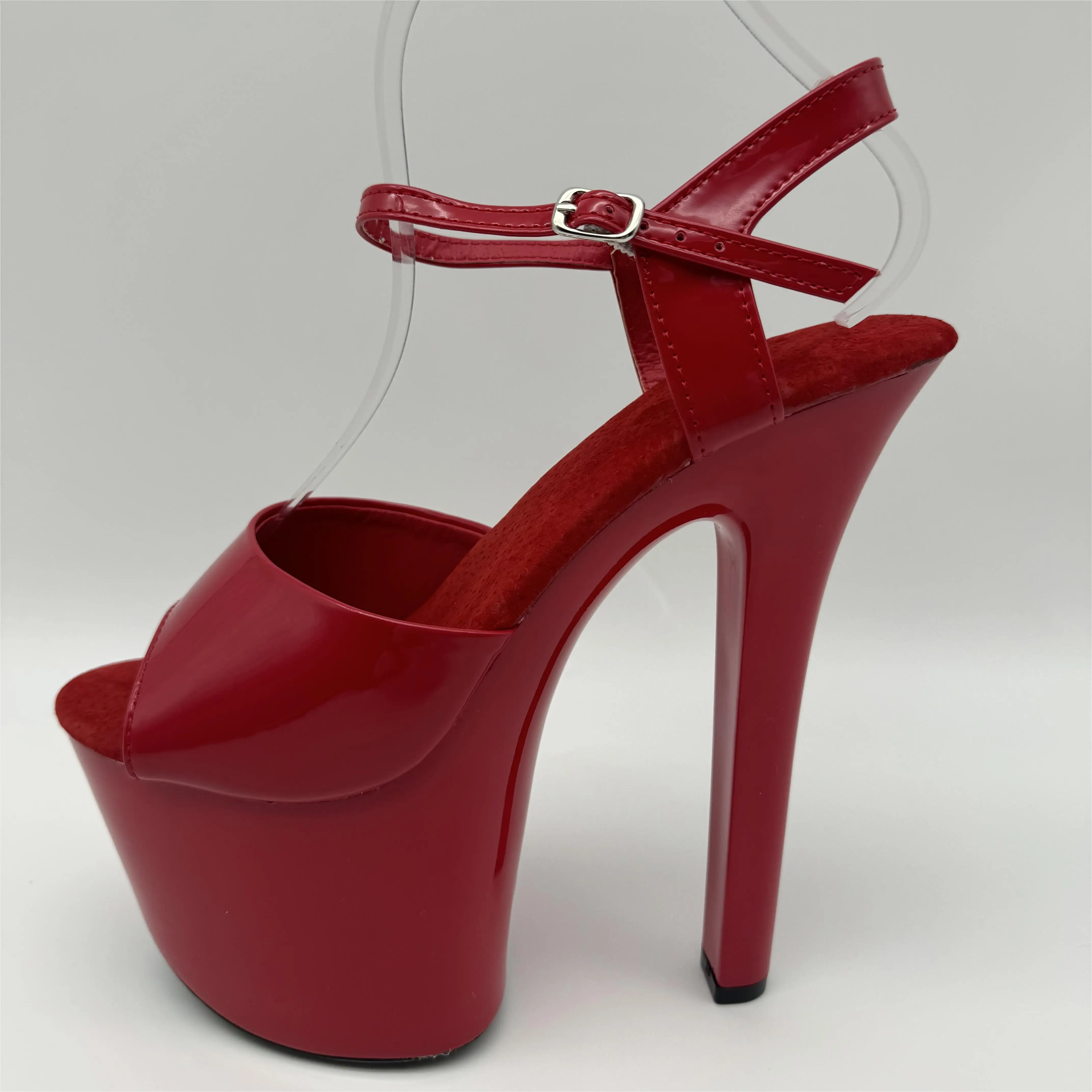 17cm Star Crystal High-Heeled Shoes Sandals Platform Shoes Heel Clear Shoes With Ankle Strap