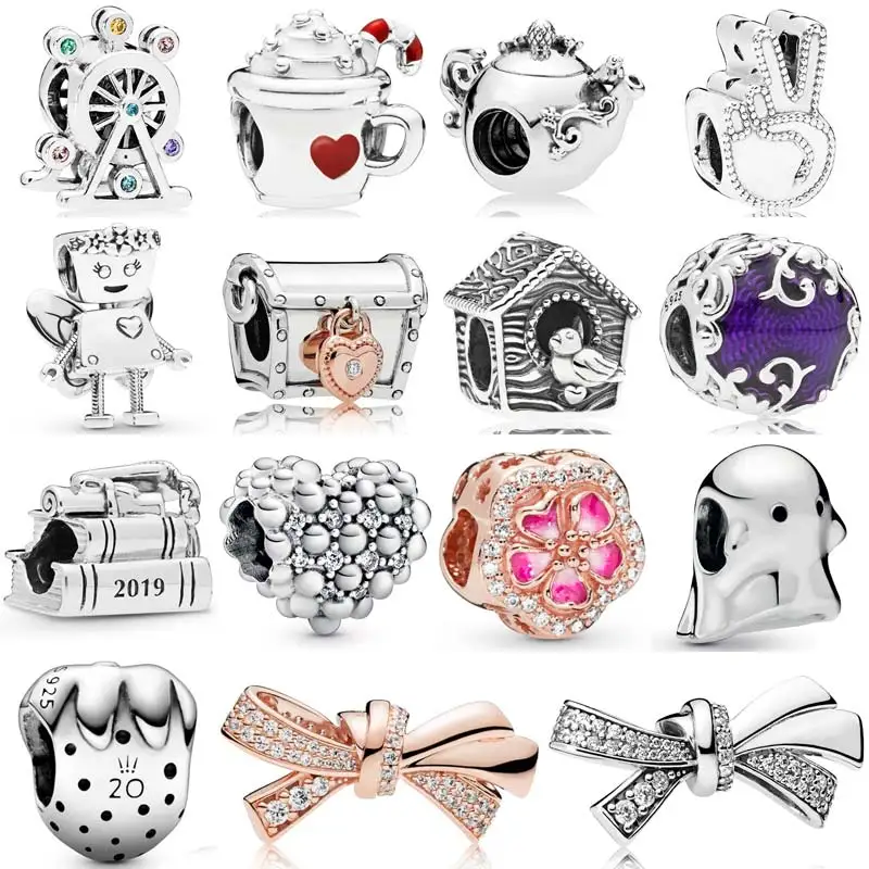 

Sparkling Oversized Brilliant Bow Treasure Box Ferris Wheel Charm 925 Sterling Silver Beads Fit Fashion Bracelet DIY Jewelry