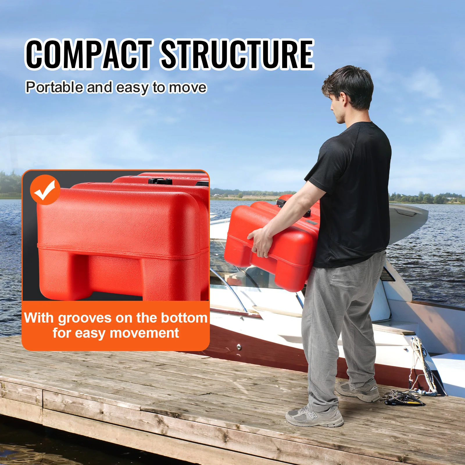 3/6/12Gal Marine Fuel Tank Portable Boat Fuel Gas Tank with Hose for Yacht Outboard Engine Fishing Boats petrol can