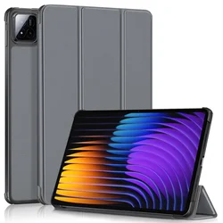 Elegant Trifold Magnetic PU Leather Stand Cover for Xiaomi Pad 8 11.2 (Gray)