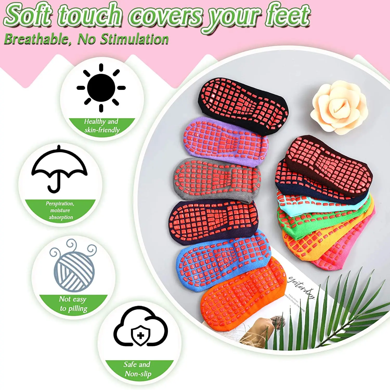 Cotton Non Slip Yoga Socks with Grips Women Child Anti-Skid Socks