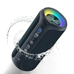 Portable Bluetooth Speaker with 40W Stereo Sound, Rich Bass, 30-Hour Playtime, IPX7 Waterproof, and Colorful LED Lights (Black)