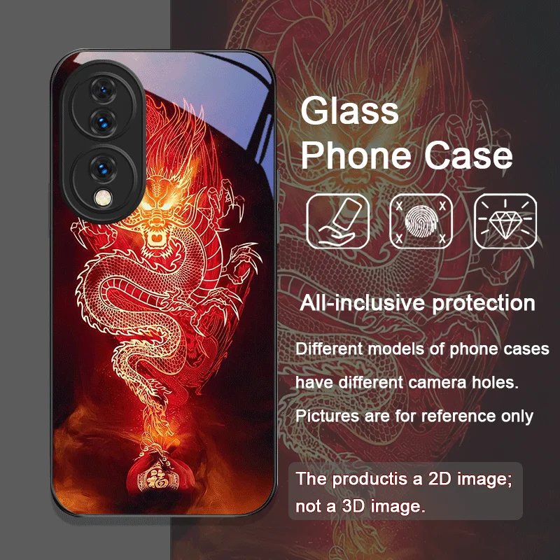 Creative Dragon Pattern Tempered Glass Phone Case Cover