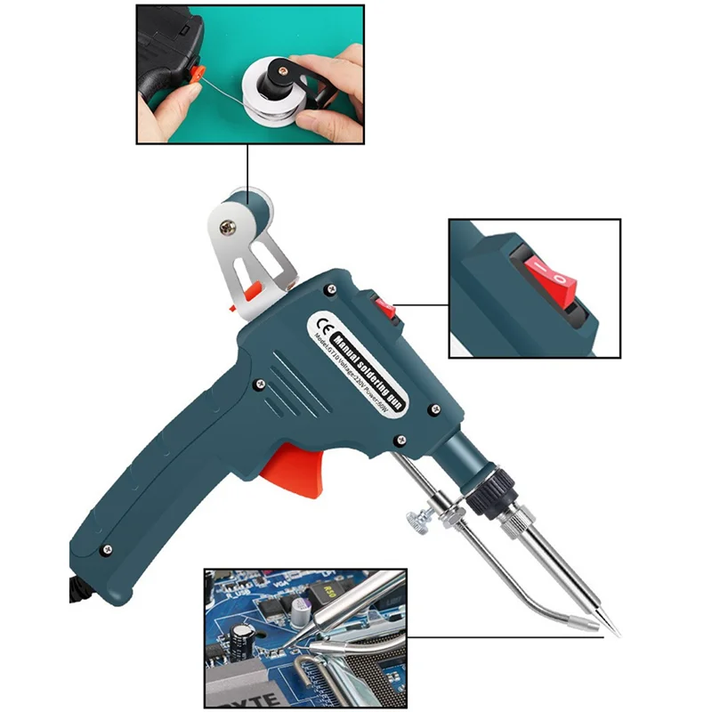 

110V/220V Power Repair Switch Gun Heat Internal Iron Hand-held Soldering with 60W Automatically Welding PCB Tin Tool Send