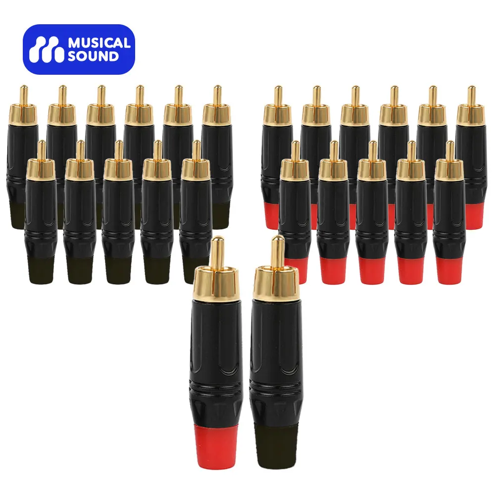 Suono Musicale 2/4/8/12/24 Pcs Connettori Spina Rca Adattatore Cavo Coassiale Jack Audio Spina Dorata Maschio Senza Connettore Per Altoparlante A Sald