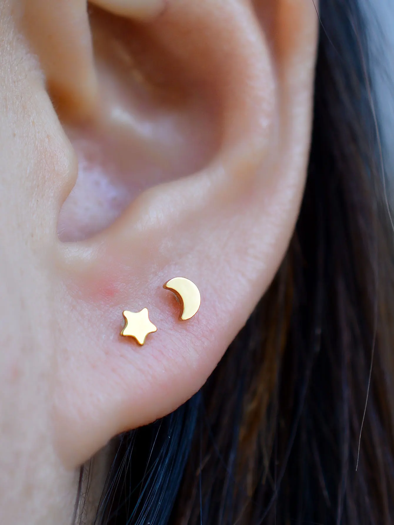 16G Piercing Titanium Steel Internal Thread Labret Flat Star Heart