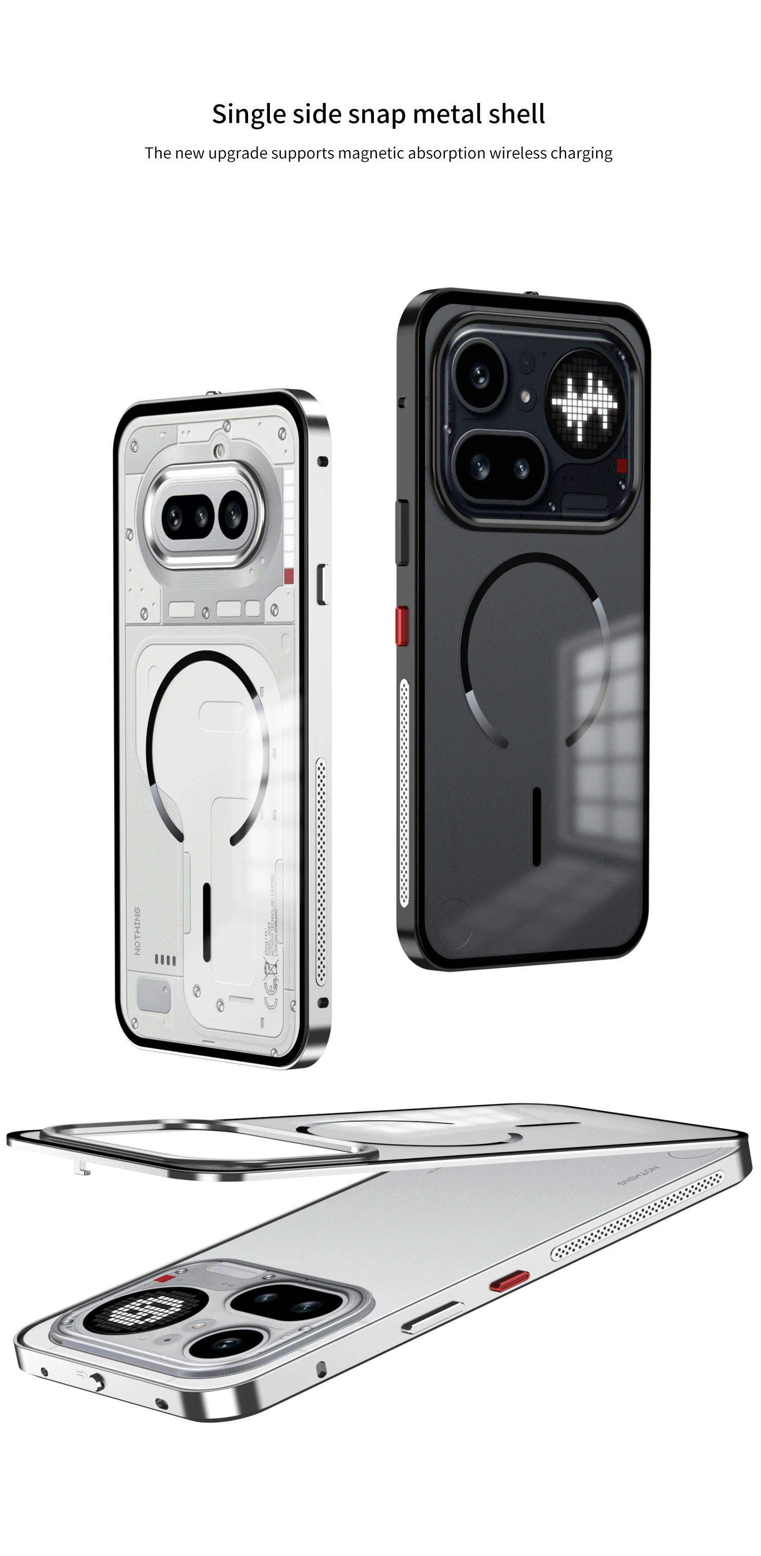 Metal Frame Snap Case For Nothing Phone 4A Pro Matte Magsafe Ring