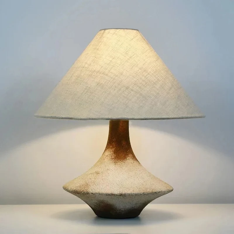 

Wabi-sabi pottery table lamp vintage living room bedroom study office Modern homestay hotel bedside table lamp desk lamp BX68VR