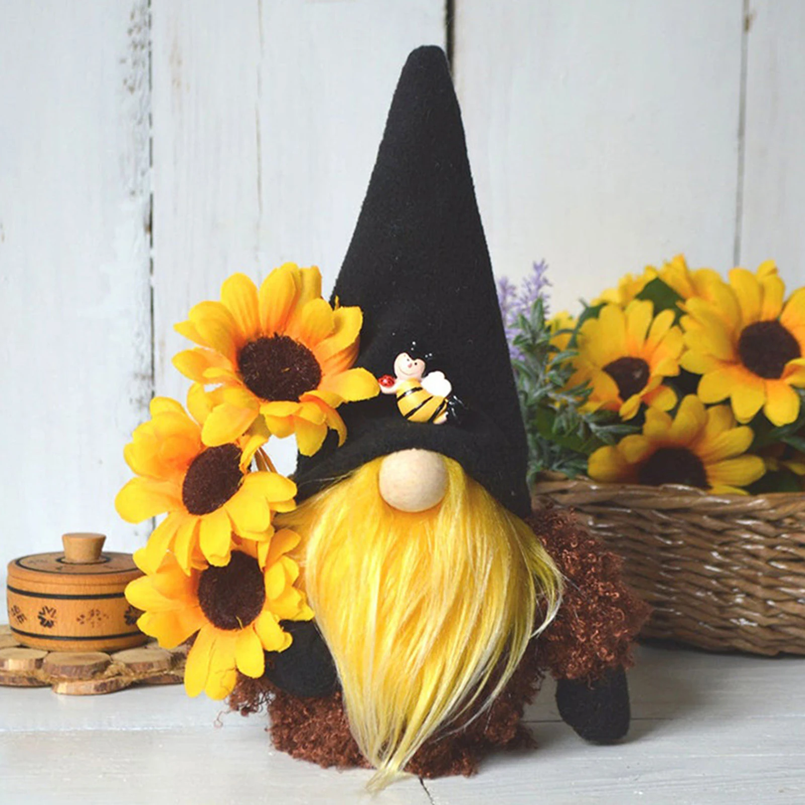 Sunflower Bee Festival Faceless Gnome Faceless Nisse Elf Dwarf Tomte Ornaments Swedish Honey Bee Elfs Home Gifts