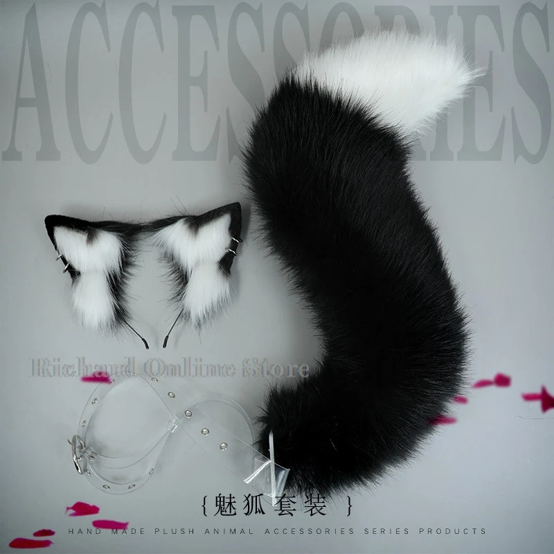 

Fursuit Cosplay Ears Headwear Tail Set Cosplay Accessories Furry Cosplay Rubbit Cat Soft Cute Fluffy Animal Party Kawaii Props