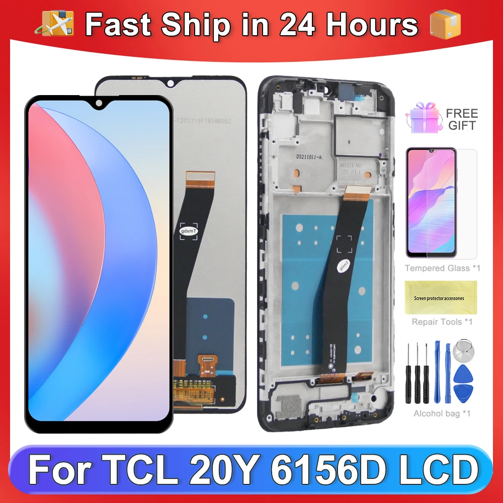 

6,52 ''Новый оригинальный для TCL 20Y LCD дисплей кодирующий преобразователь сенсорного экрана в сборе Замена для TCL 20Y 6156D дисплей с рамкой