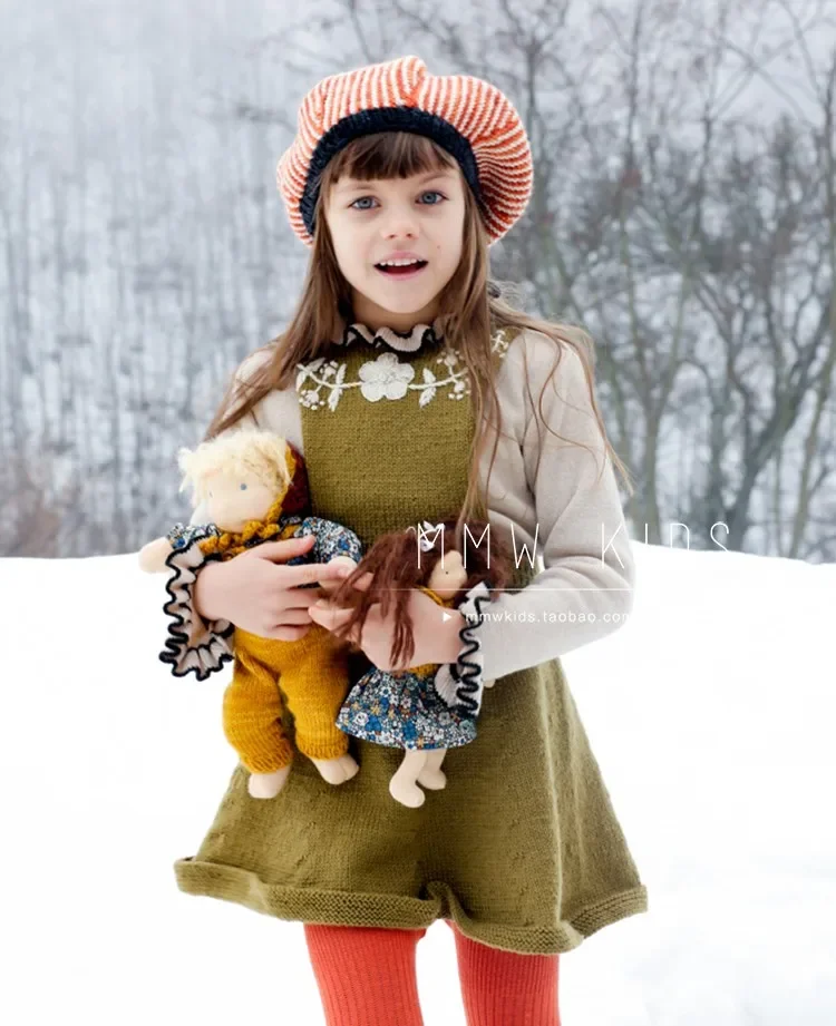 Kalinka-子供用コットンウールニットカーディガン、キッズセーター  