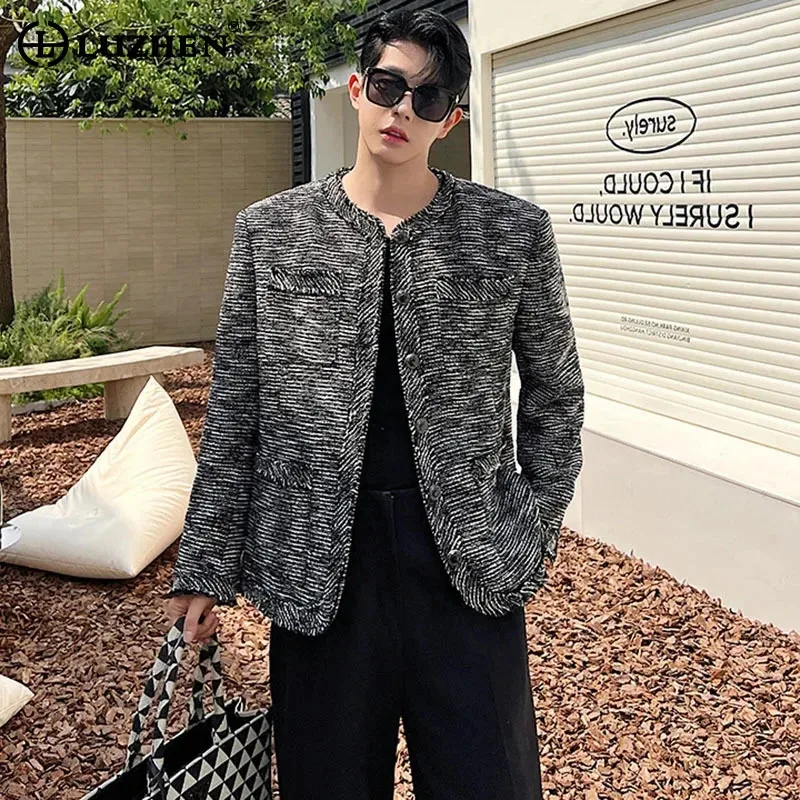 

LUZHEN 2024 Spring Elegant Checked Short Jacket Men's Trendy High Quality Ragged Edge Outwear Korean Reviews Many Clothes C0c684