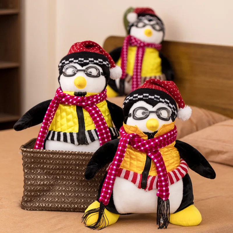 Tv Show Plush Toy 40cm Friends Related Rachel Joey's HUGSY Penguin Stuffed Doll with Scarf Vest Glasses