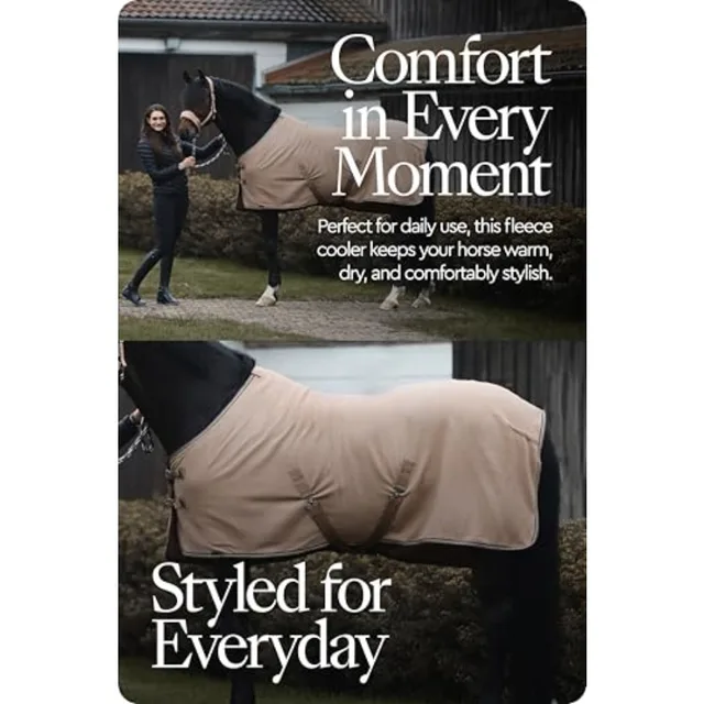 Kiel Fleece Horse Cooler Blanket Quick-Dry Fleece Horse Cooler Sheet with X-Surcgles and Tail Cord