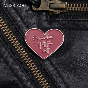 선풍기 에나멜 핀 가사 가수 노래 레드 하트 브로치, 옷깃 배낭 배지, 맞춤 쥬얼리 선물, 너무 잘 기억