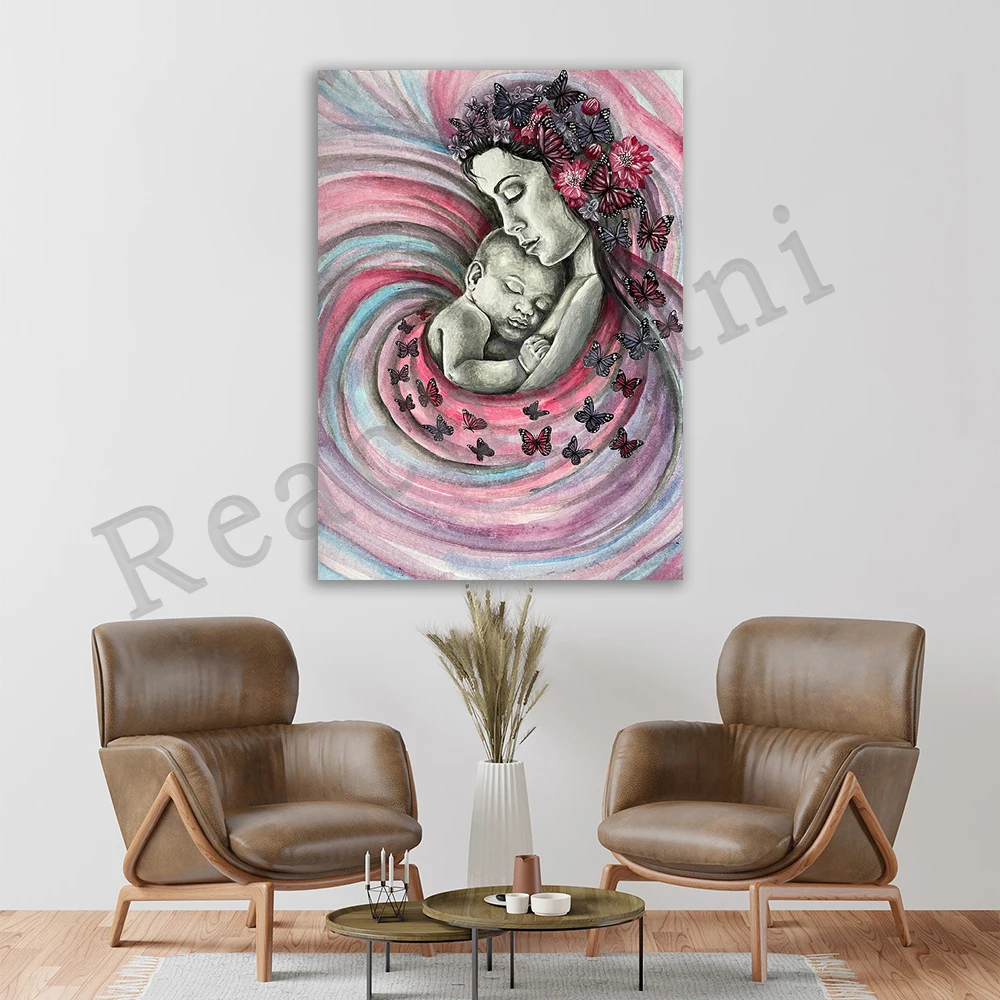 

mother's love, mother and baby print, gift for new mother, mother and daughter, mother love decorative canvas print poster