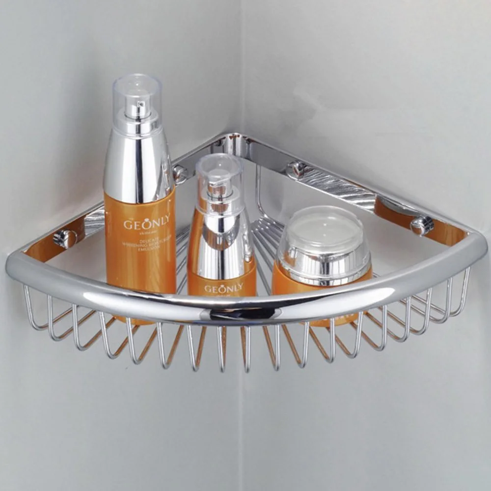 

Новый полированный хромированный настенный аксессуар для ванной комнаты, одноуровневая корзина для мыла/губки для душа aba512