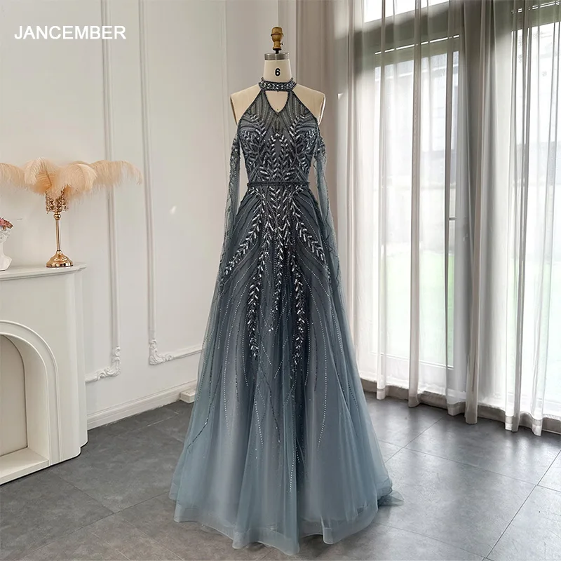 

Elegant Formal Occasion Evening Dresses For Women 2023 Off Shoulder High Neck A-Line Lace Belt Beading SCZ071 Gece Elbiseleri