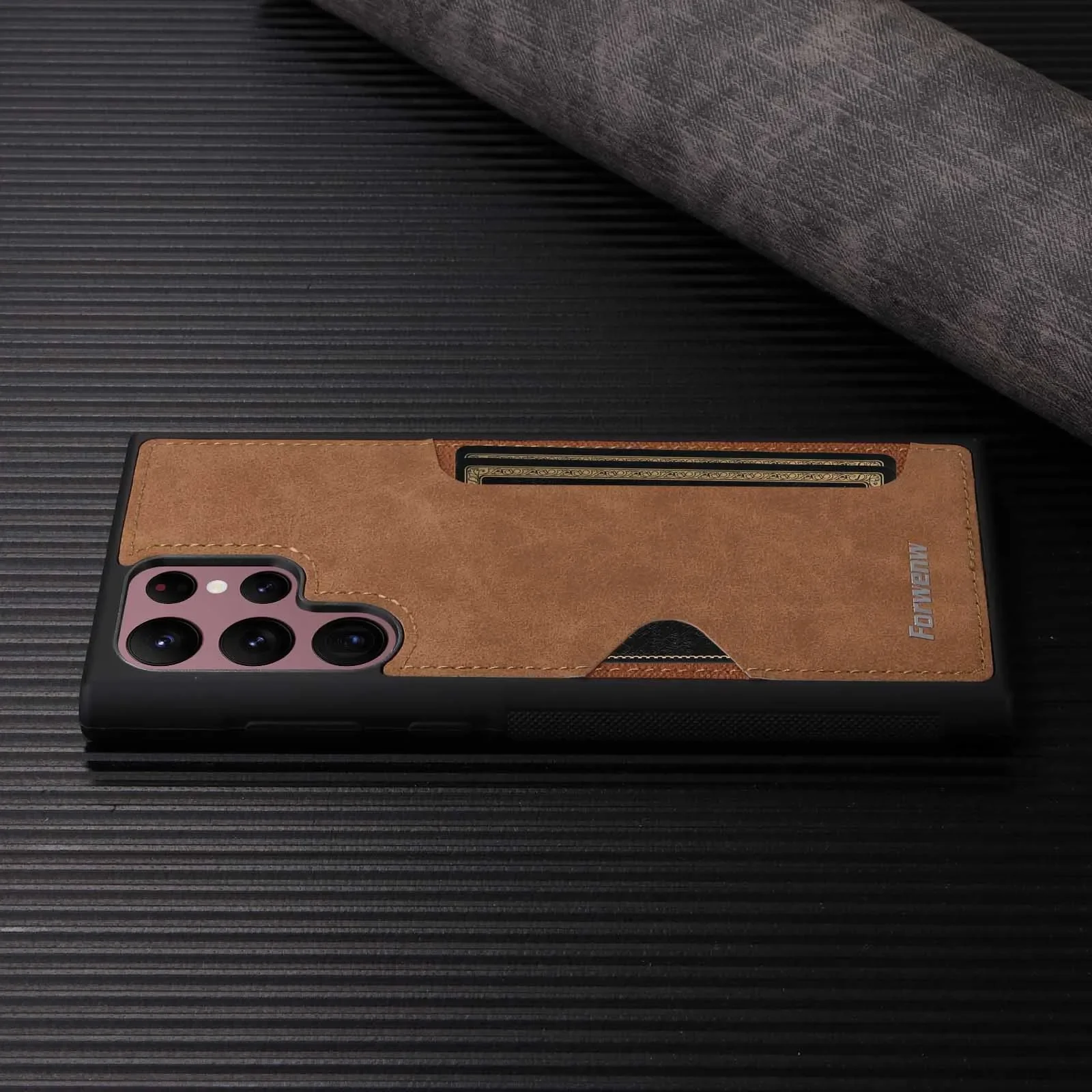 Vintage Leather Phone Case with Wallet Card Holder Feature