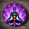 Meditating Namaste Lotus Pose Print Acrylic Wall Clock For Living Room Colorful Chakra Modern Design Home Decor Yoga Wall Watch 2