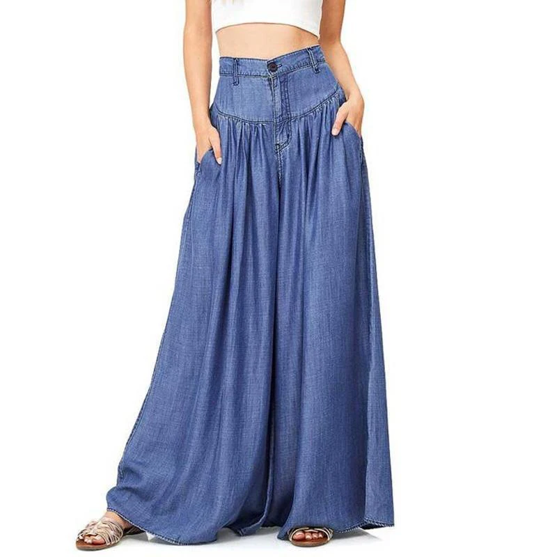 2022 New Oversized Trousers Blue Black High Waist Baggy Wide Leg Pants Women Plus Size Pantalones Mujer Cotton Casual Loose Pant