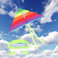 New Colorful Triangle Rainbow Kite Flying Toys Kite For Children Kids With 30M Kite String Outdoor Fun Sports Kites Toys 2