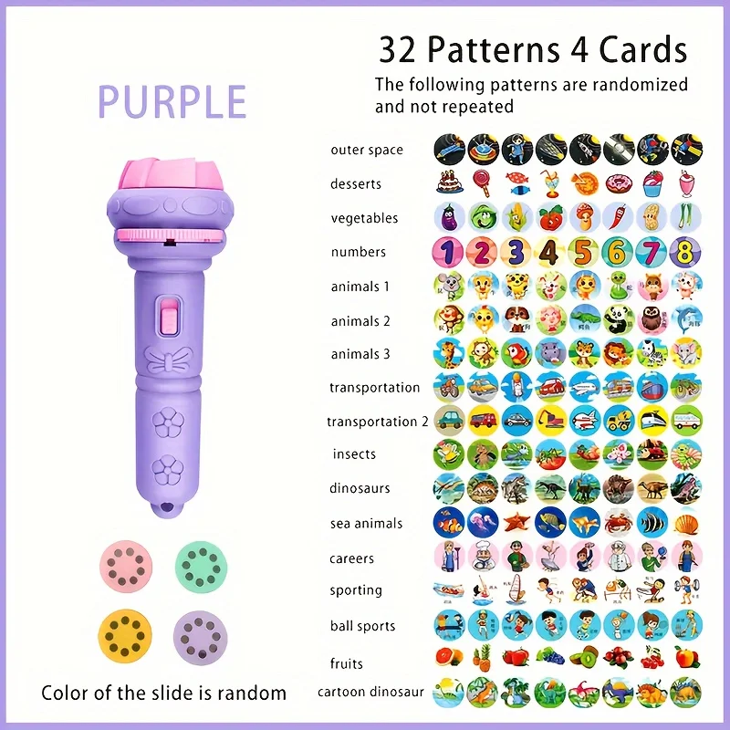 Fun Projection Flashlight: Stimulate Imagination with 32 Patterns And 4 Cards Suitable Projection flashlight camera toy puzzle