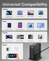 TOPADRE 140W USB C 5-Ports Charging Station with Display, Max 100W USB Laptop Charger Compatible with MacBook ,iPhone ,Samsung 5