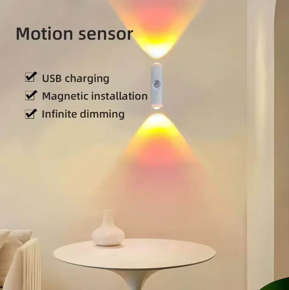 Motion Sensor LED Night Light with RGB Gradient and Dimmable Magnetic Design