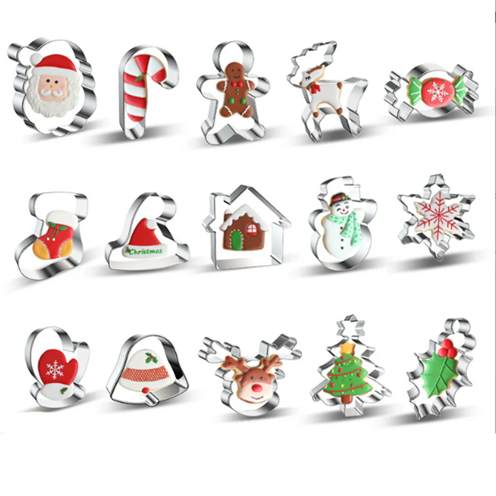 

1PC Stainless Steel Biscuit Mold Christmas/Easter Cookie Cutter Baking Tool Theme Snowflake Santa Claus Gingerbread Cake Mould
