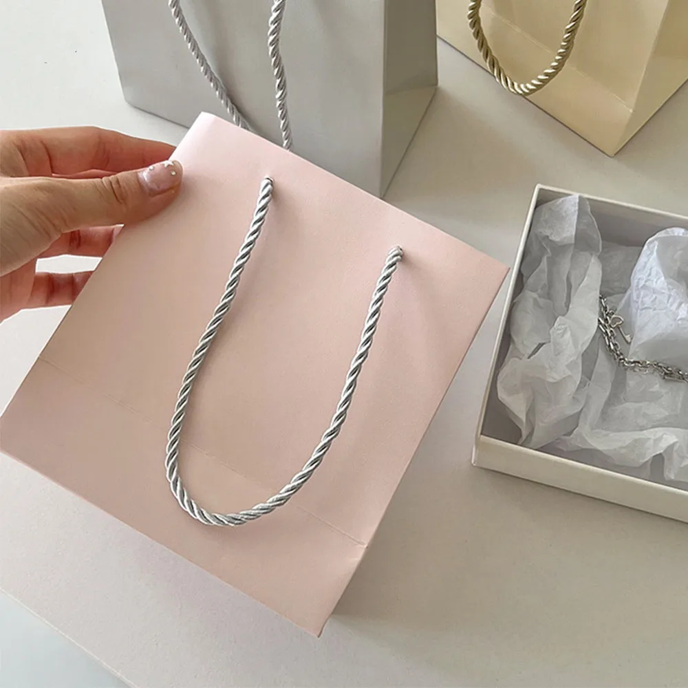 12pcs/Lot Gift Paper Tote Bag with Handle Rope 15x14x7 Packaging Clothes Fashion Jewelry Present Birthday Party Shopping Event