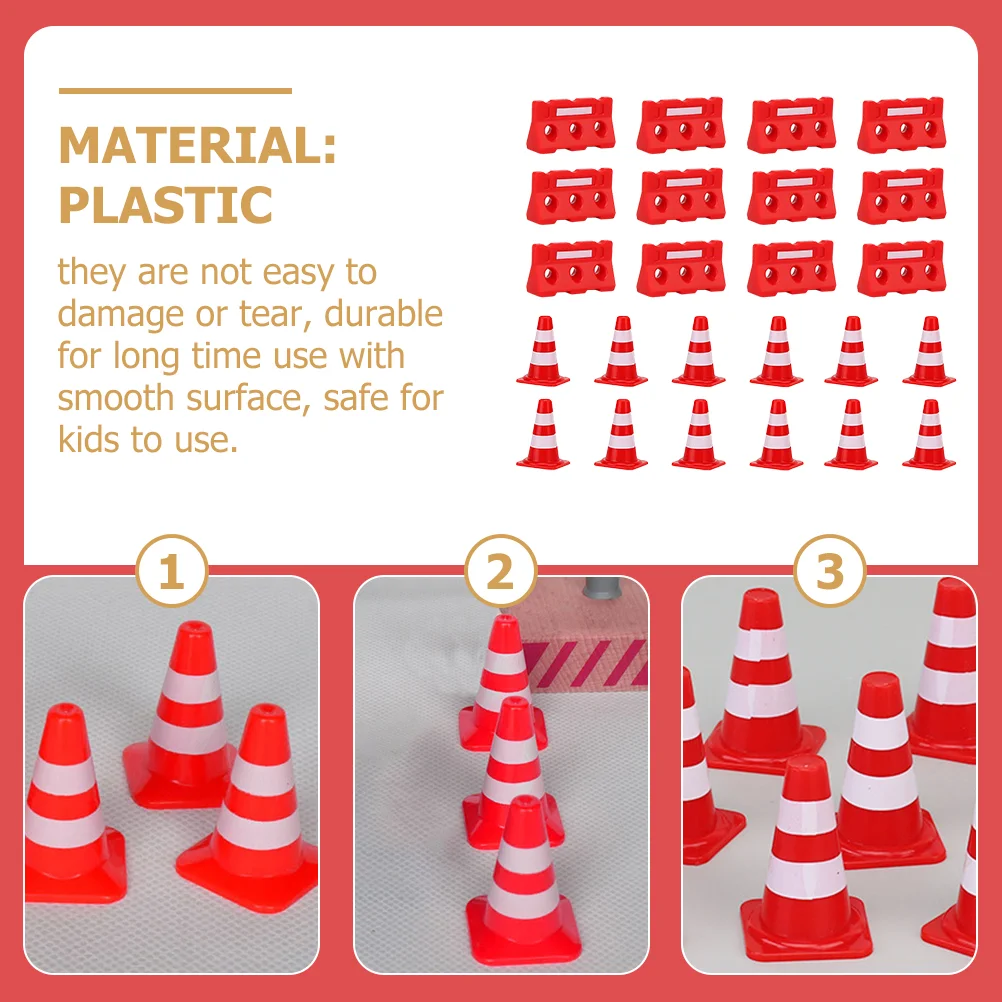 Plastic Road Cone 24 Pcs Road Sign Barricade Toy
