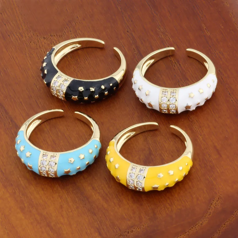 Новинка 2024, модное регулируемое кольцо на палец из натурального циркона, кольцо из меди, золотого цвета, Открытое кольцо для женщин, повседневная бижутерия для свадьбы