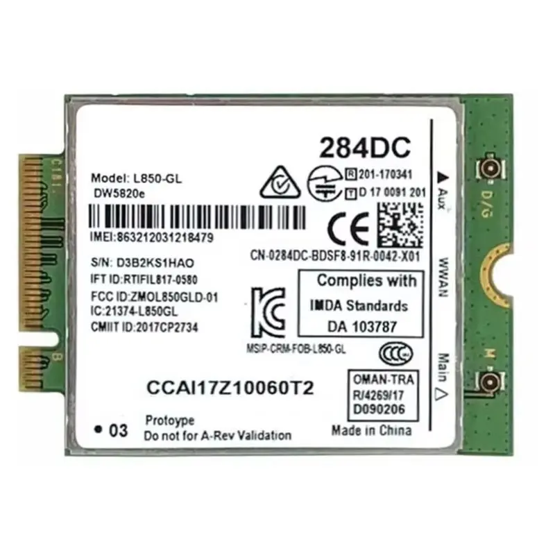 AU61-L850-GL DELL 노트북 3500 5400 284DC 4G WWAN 카드 LTE/WCDMA 모듈 Dw5820e 0284DC