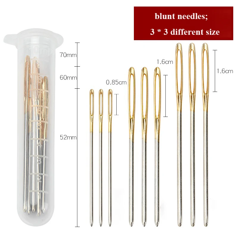 10-Piece Set of Large-Eye Blunt Stainless Steel Needles for Yarn and Leather Sewing