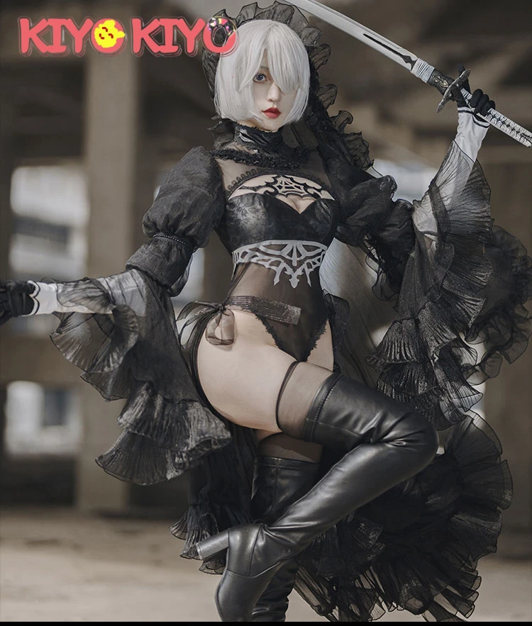 Фонарь: Automata Cosplay s Fanart 2B Косплей Костюм YoRHa No 2 Тип B свадебное платье для невесты