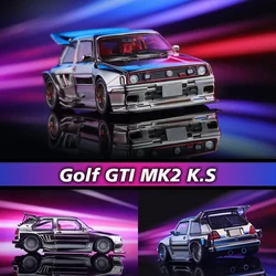 Liberty64 In Stock 1:64 Golf MK2 KS Concept Modified Version Electroplated Silver Diecast Diorama Model Collection Miniature Toy