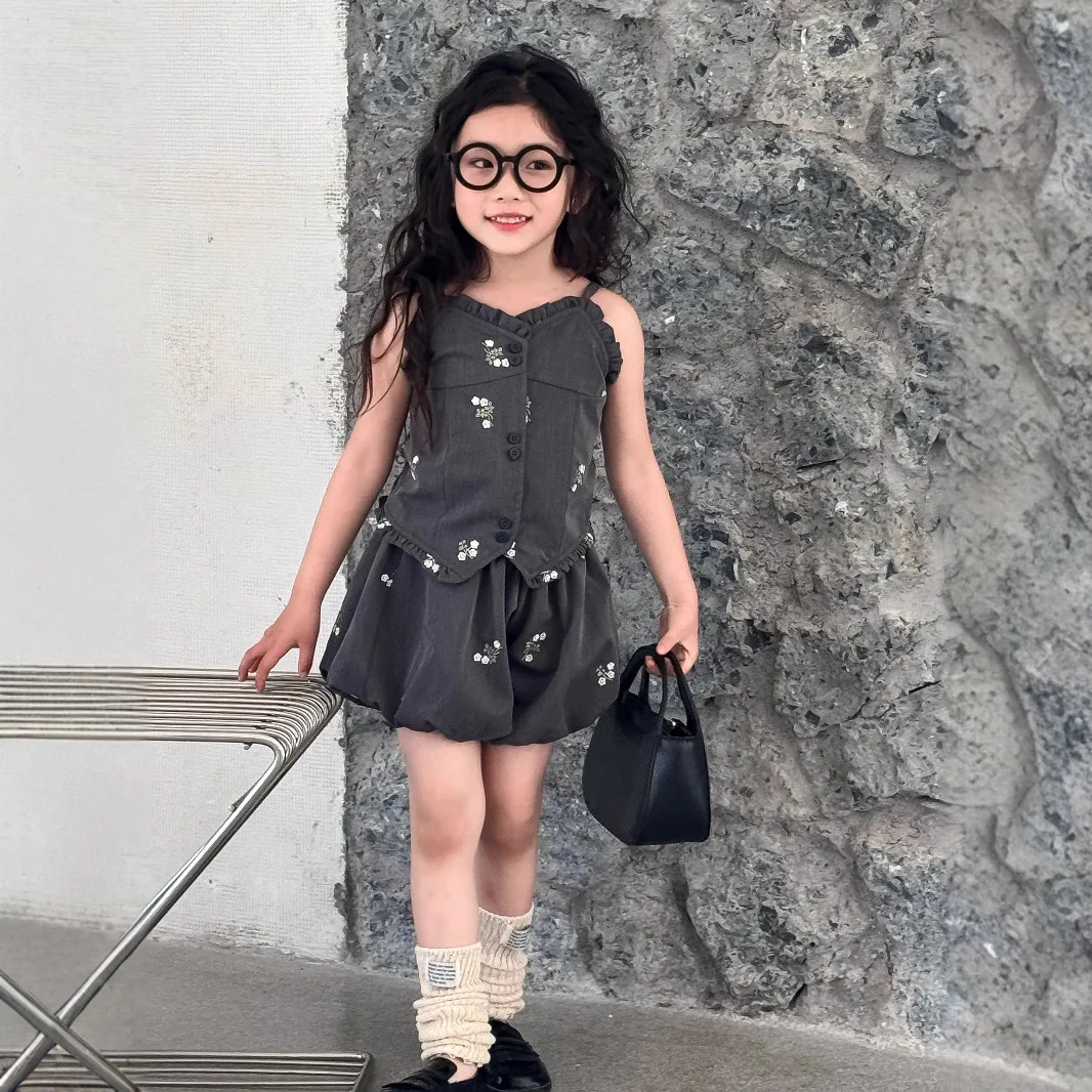 Girls Suit 2025 Summer New Childrens Clothing Korean Style Girl