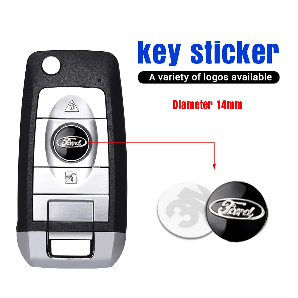 10/20Pcs 14mm 자동차 키 엠 블 럼 스티커 Ford Fiesta Focus 2 Mondeo Mustang Ranger Kuga ST Transit 용 자동 제어 키 로고 데칼